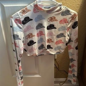 Cowboy hat cropped shirt (dips up in front middle)